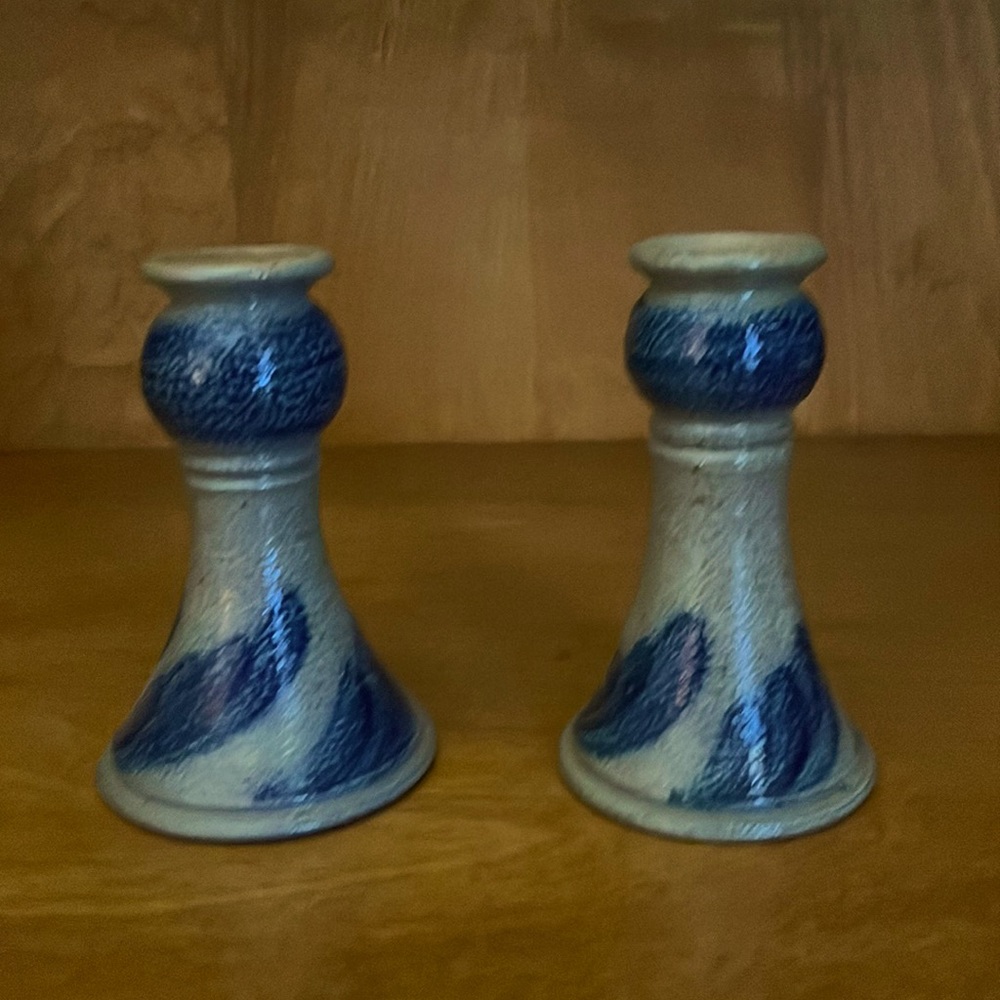 Rowe Pottery Salt Glaze Candlesticks